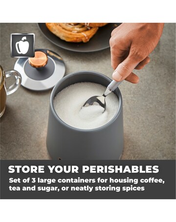 Tower Cavaletto Set of 3 Canisters Grey