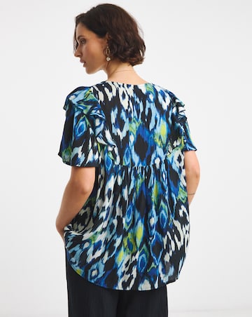 Textured Crinkle Frill Detail Angel Sleeve Top