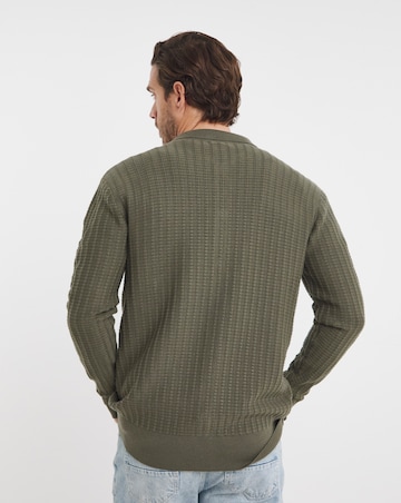 Khaki Soft Touch Textured Collared Cardigan