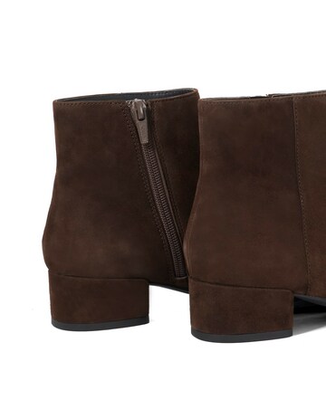 Dune Pippie Brown Suede Low-Heel Ankle Boots Wide Fit