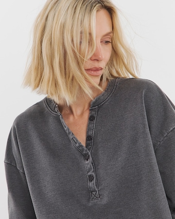 Acid Wash Henley Sweatshirt