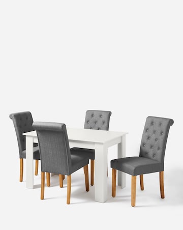 Dakota 4 Seater Dining Table with 4 Ava Button Back Chairs