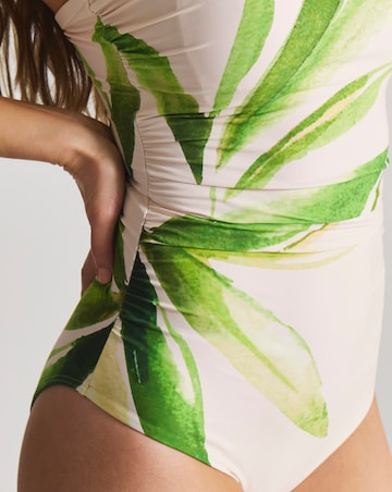 Magisculpt Statement Leaf Print Bandeau Tummy Control Swimsuit