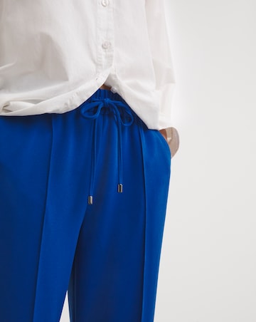 Blue Relaxed Scuba Crepe Pull On Wide Leg Trouser