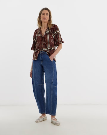 Collarless Button Through Blouse