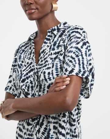 Linen Mix Collared Tunic Dress