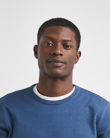 Blue Cotton Crew Neck Jumper