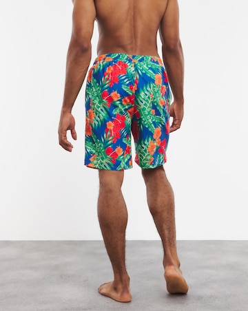 2 Pack Tropical Print Swim Shorts Long