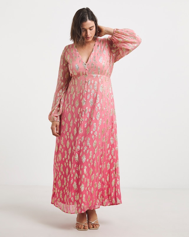 Simply Be Pink Ombre Jacquard Maxi Dress