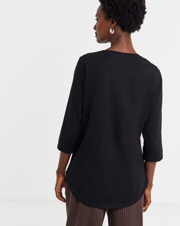 Longline Curved Hem 3/4 Sleeve Top