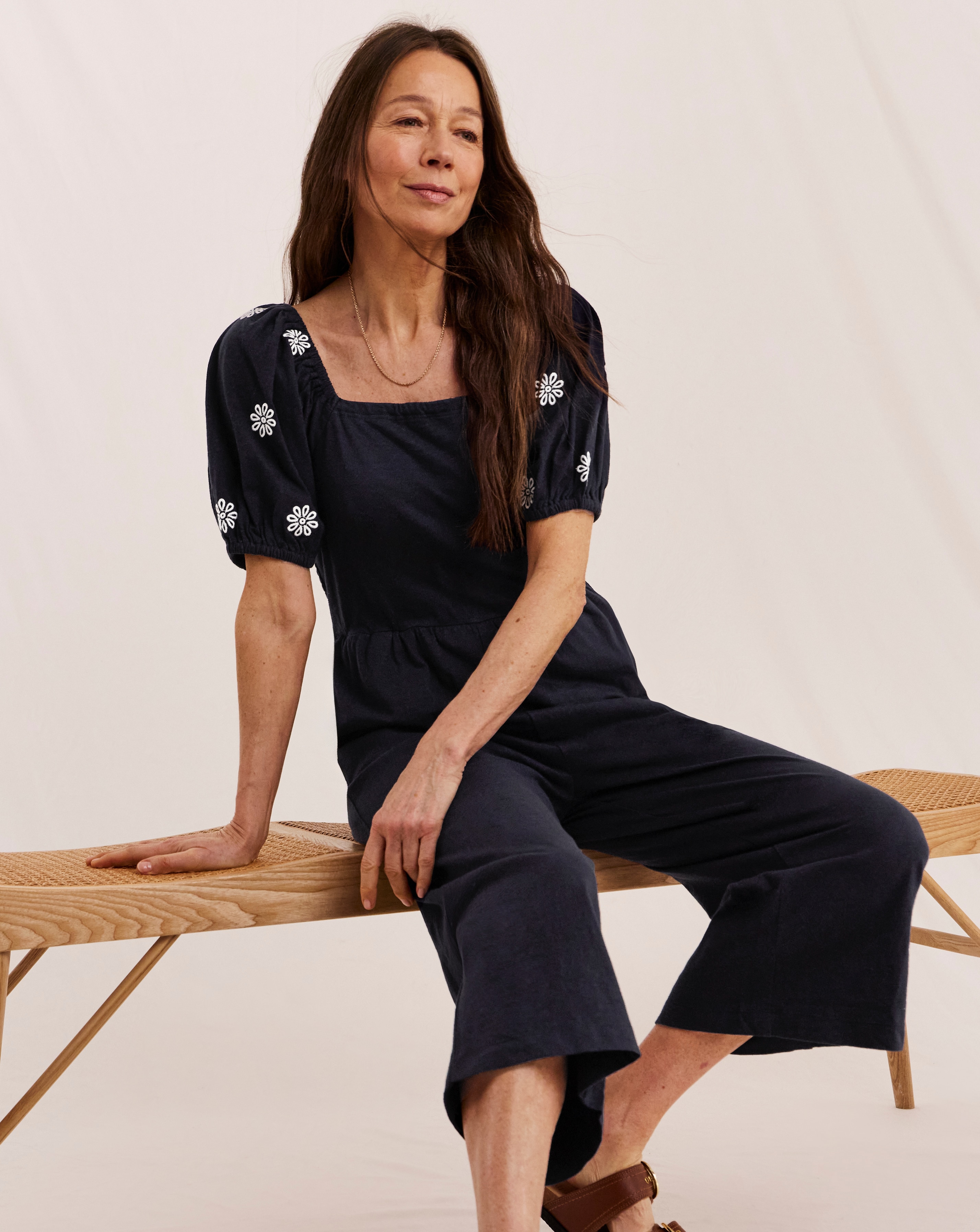 Julipa Broderie Sleeve Jersey Jumpsuit | JD Williams