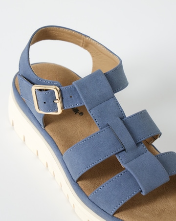 Cushion Walk Black Flatform Fisherman Sandals - Extra Wide Fit (EEE)