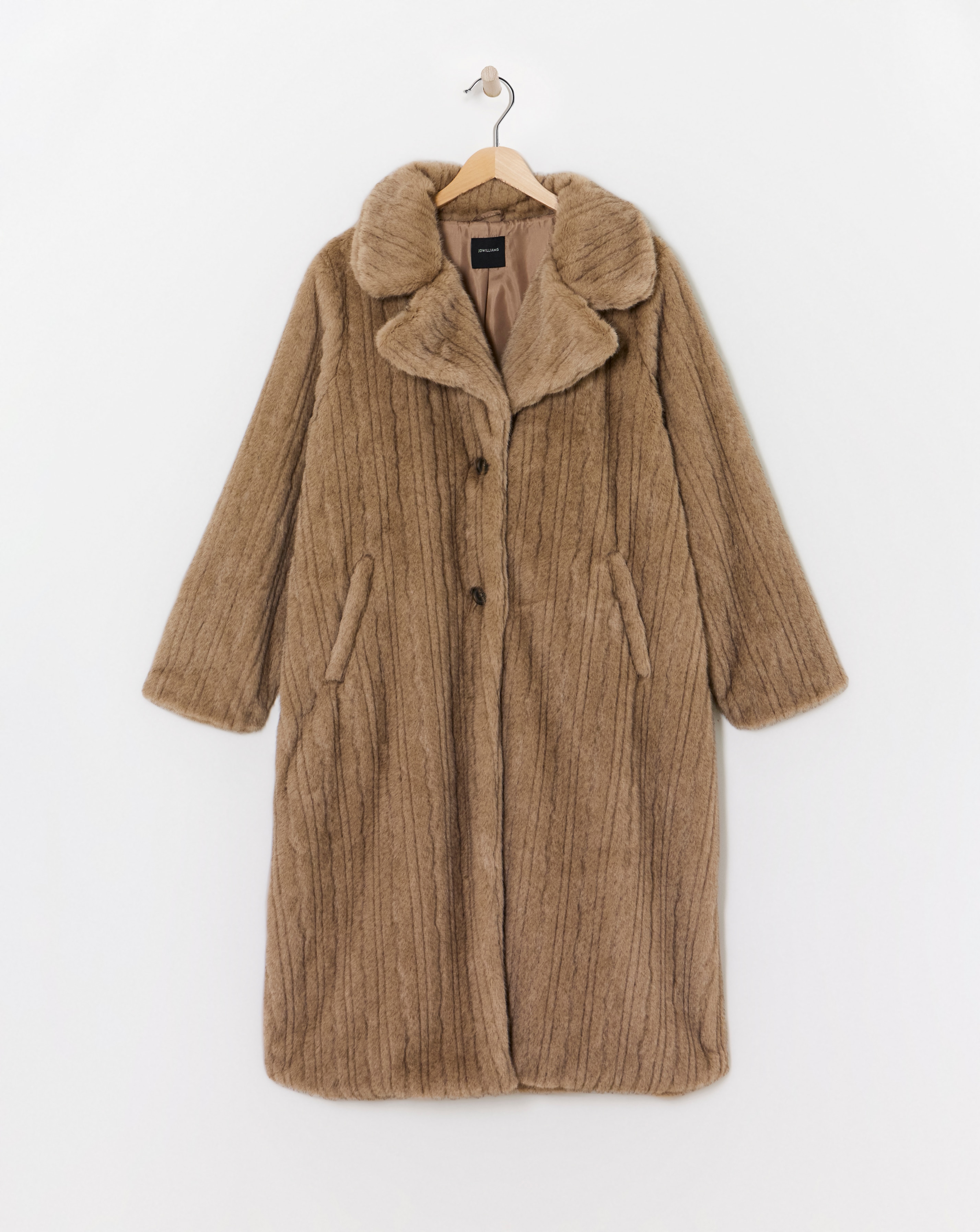 Cream Collarless Shaggy Faux Fur Coat | JD Williams