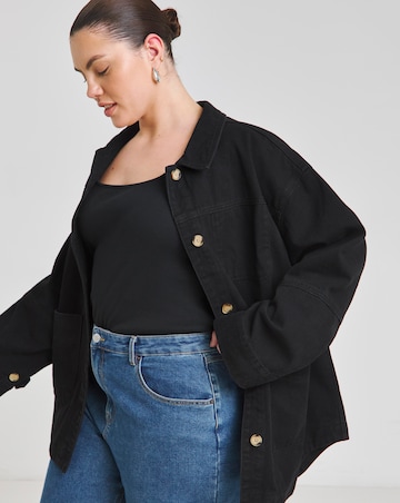 Simply Be Black Utility Button Through Jacket