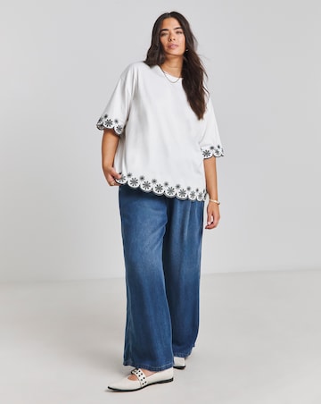 Simply Be White Cut Work T-Shirt