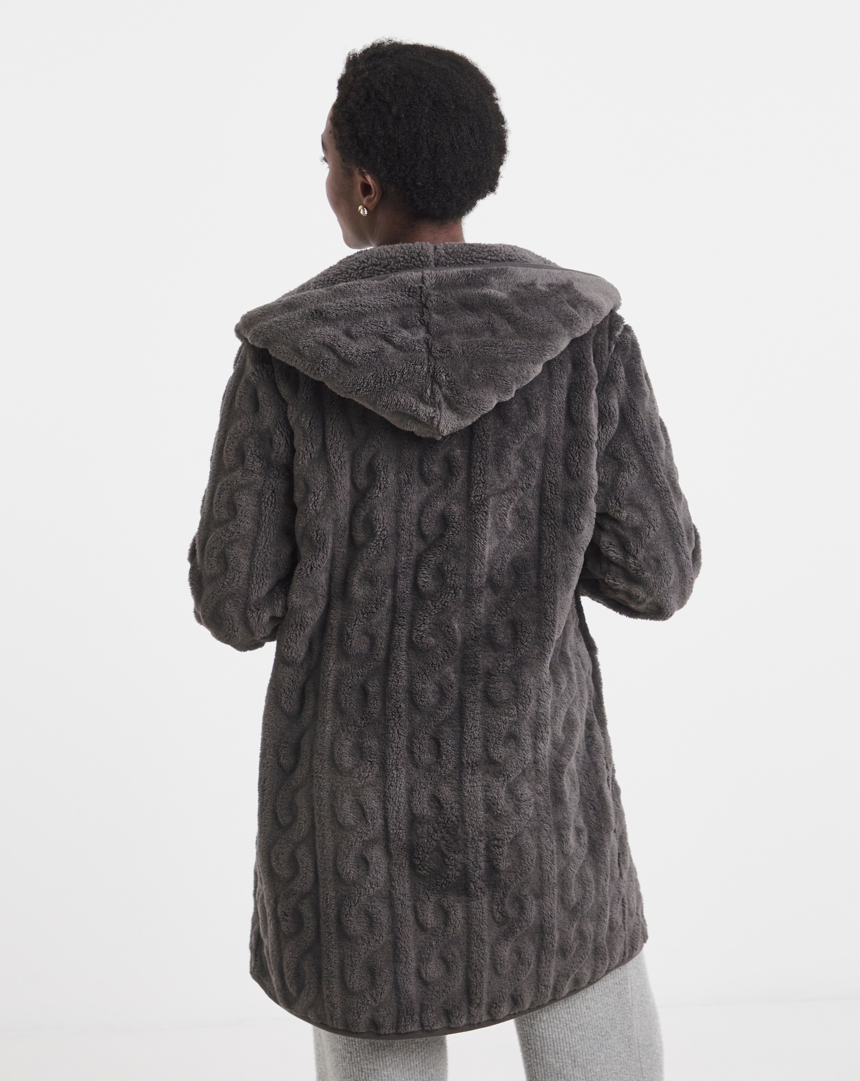 Pretty Secrets Cable Fleece Lounge Cardigan | JD Williams