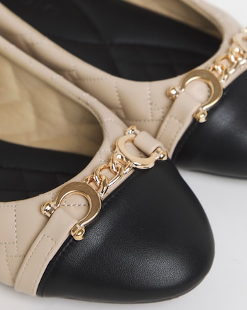 Ari Quilted Ballerinas With Trim - Wide Fit (E)