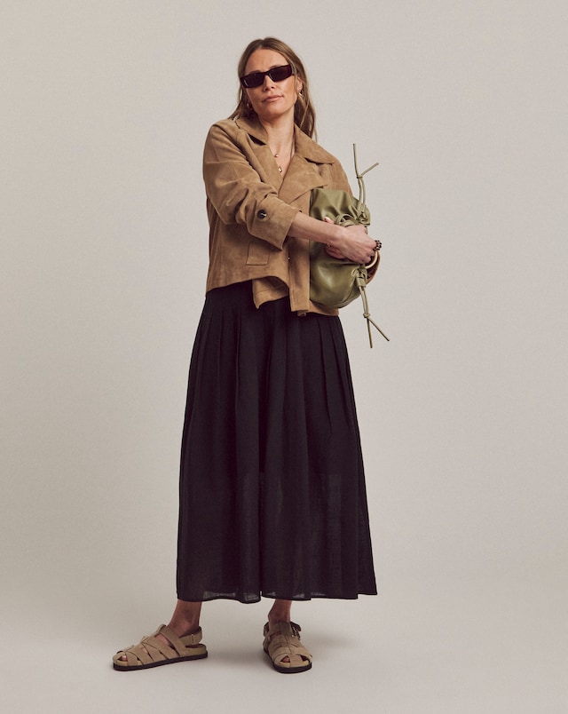 Anthology Pleat Tuck Midi Skirt