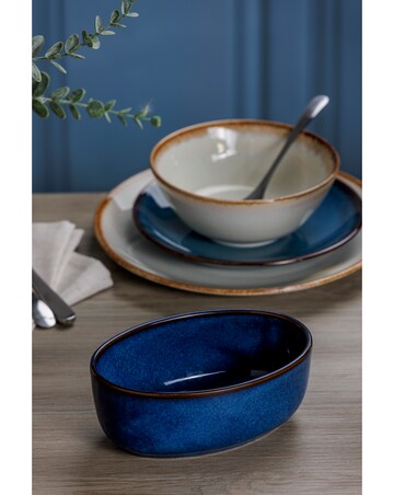Mason Cash Reactive Glaze Blue Set of 2 Oval Oven Dishes