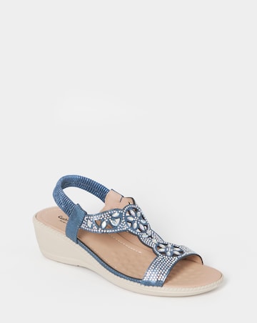 Cushion Walk Metallic Navy Embellished Wedges - Extra Wide Fit (EEE)