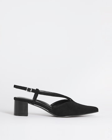 Patty Low Heel Pointed Toe Leather Slingback Shoes - Extra Wide Fit (EEE)