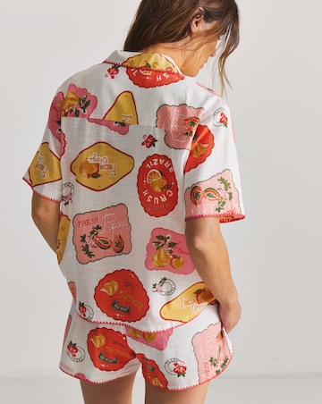 Figleaves Sticker Print Beach Shirt and Short Co-Ord Set