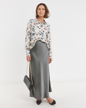 Dipped Back Long Sleeve Shirt - Ivory Floral