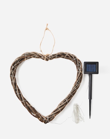 Outdoor Pre-Lit Wicker Heart Wreath