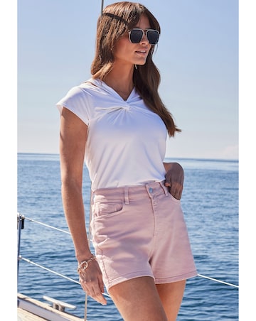 Sosandar Ivory Asymmetric Neck Detail Jersey Top