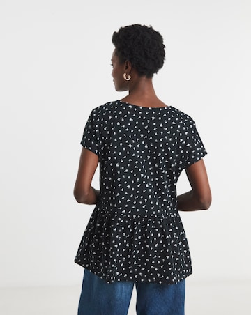 Pure Cotton V Neck Peplum Side Panel Top