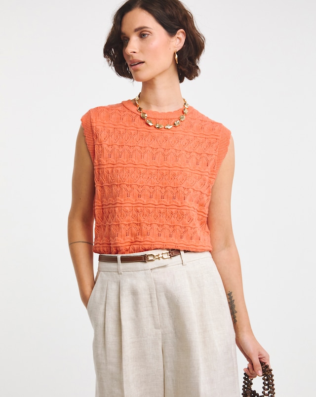 Coral Pointelle Vest