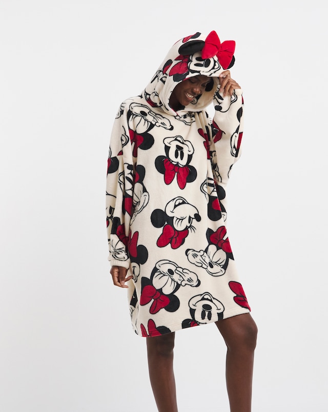 Minnie Mouse Bow Detail Fleece Hooded Lounge Dress