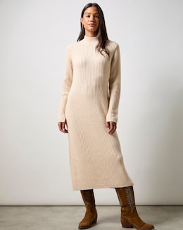 Ro&amp;Zo Oatmeal High Neck Jumper Dress