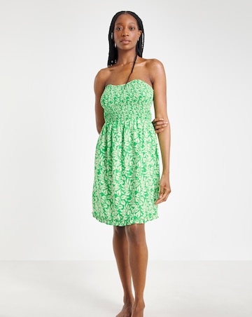 Joe Browns Green Leaf Print Short Beach Dress