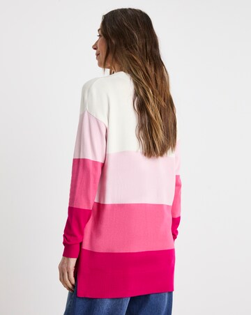 Pink Stripe V Neck Slouch Tunic