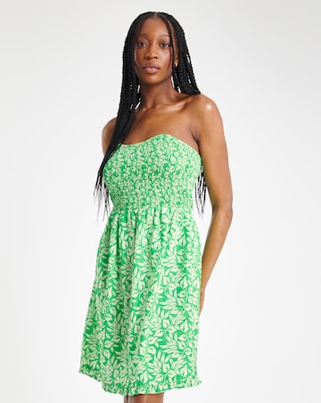 Joe Browns Green Leaf Print Short Beach Dress