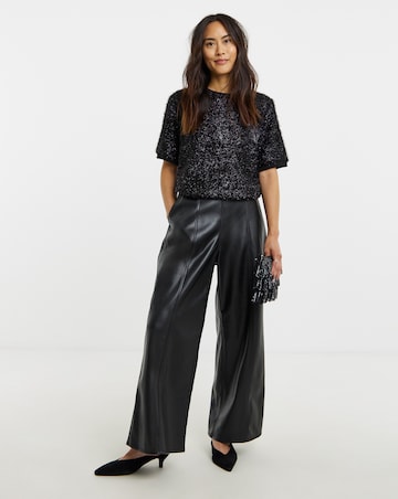 Glitter Knit Short Sleeve Sweatshirt