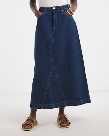 Pure Cotton Raw Edge A Line Denim Skirt
