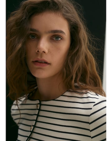 Mango Striped Knit Cardigan