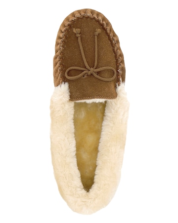 Fiora Suede Moccasin Slippers - Wide Fit (E)