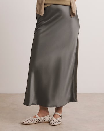 Anthology Pewter Satin Slip Skirt