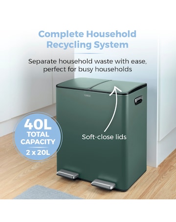 Tower 40L Recycling Pedal Bin Green
