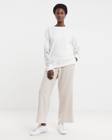 Pure Cotton White Broderie Sleeve Sweatshirt