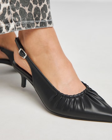 Tilda Ruched Front Kitten Heel Slingback Shoes - Wide Fit (E)