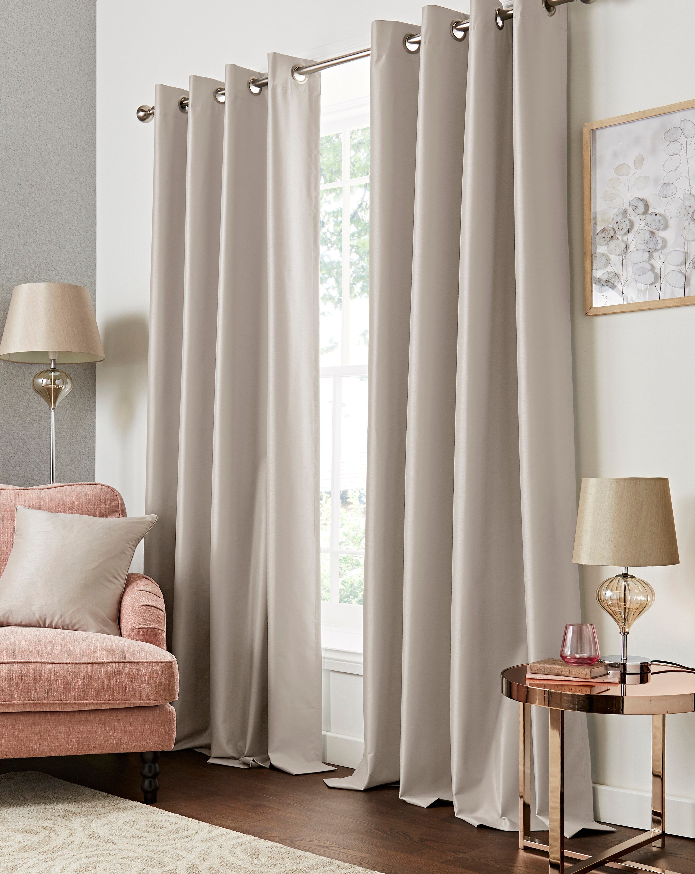 Faux Silk Blackout Eyelet Curtains