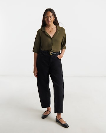 Soft Touch Collared Button Through Top