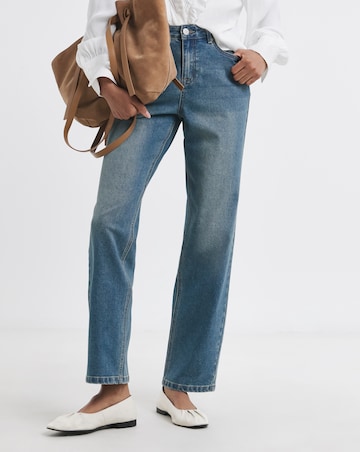 Washed Blue Straight Leg Jeans