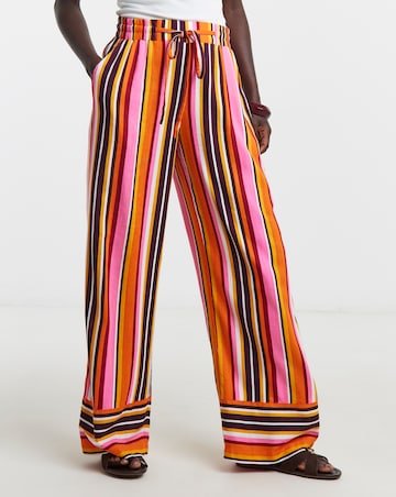 Linen Mix Wide Leg Trousers