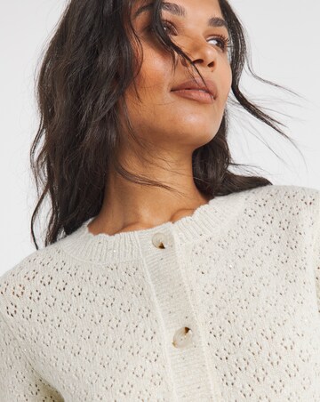 Simply Be Ivory Sequin Scalloped Cardigan