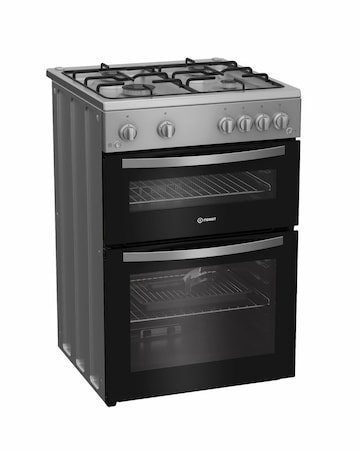 Indesit IDG6GS 60cm Gas Double Cooker - Silver + Installation
